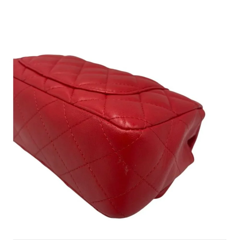 Chanel Classic Double Flap Small Red Lambskin Gold
